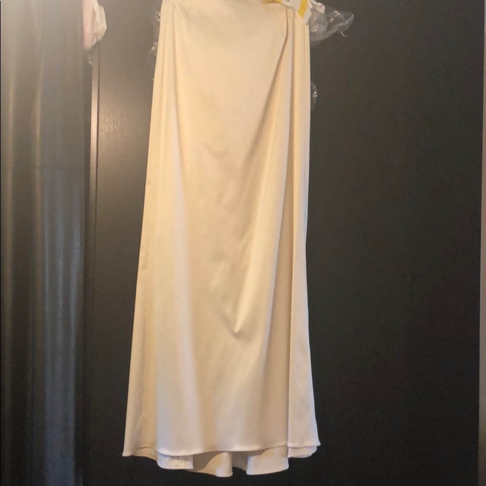 Satin off white long skirt